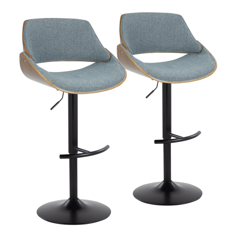 Fabrizzi – Mid Century Modern Adjustable BarStool With Rounded T Footrest (Set of 2)