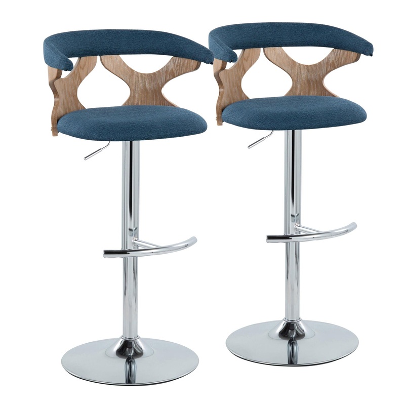 Gardenia – Contemporary Adjustable Barstool With Swivel / Rounded T Footrest (Set of 2)