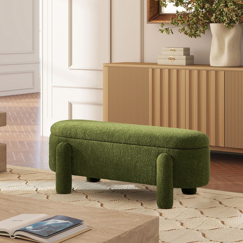 Hugo – Oval Fully Upholstered Storage Bench
