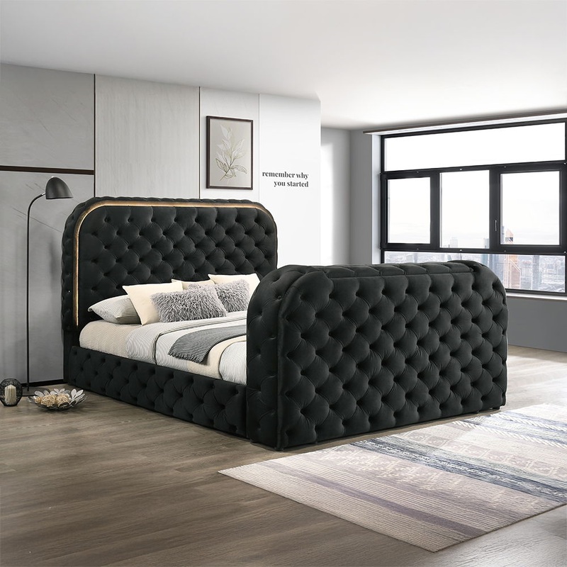 Kana – Bed With LED, Fireplace & TV Stand