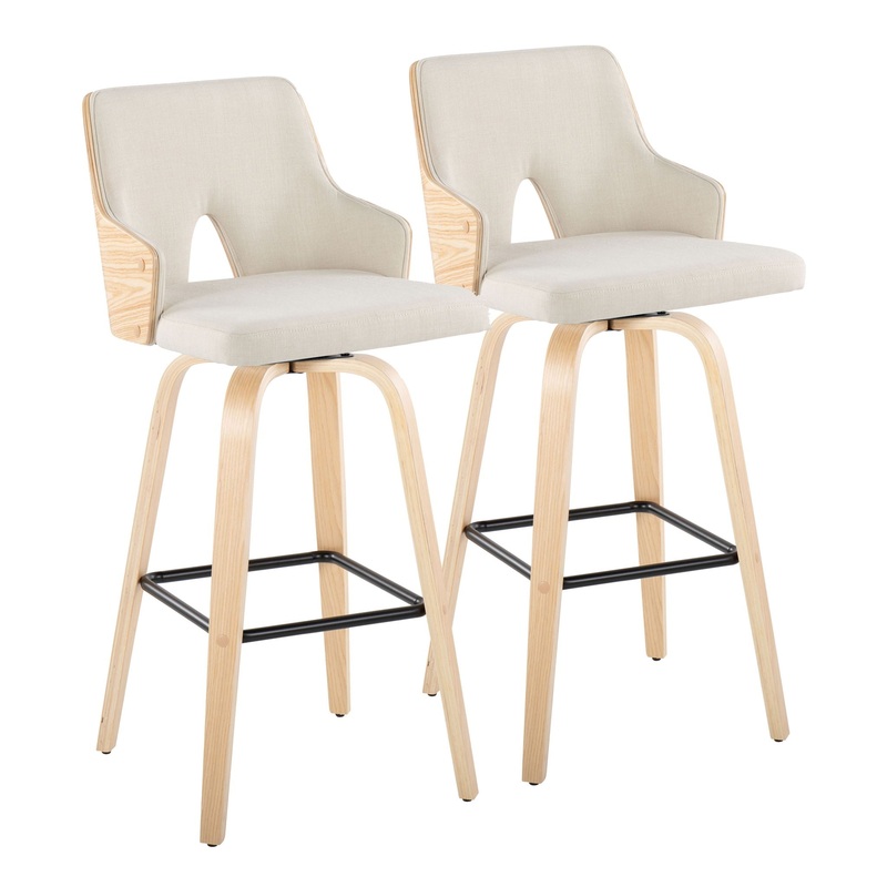 Stella – Contemporary Fixed Height Barstool With Swivel Square Footrest (Set of 2)