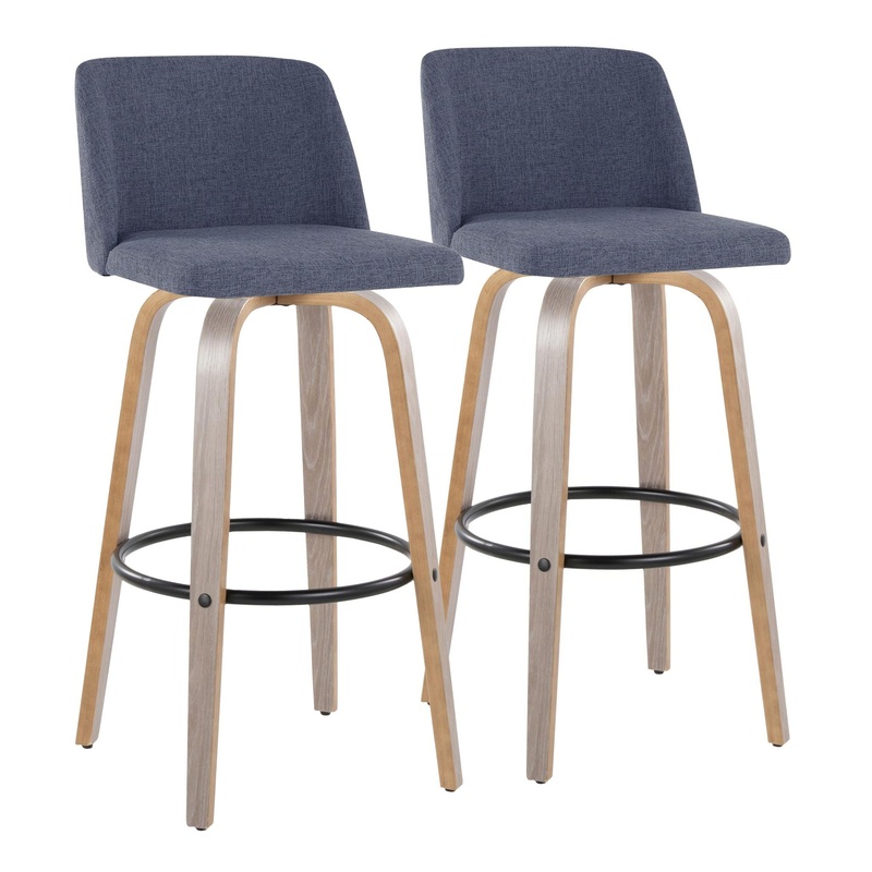 Toriano – Fixed Height Contemporary Barstool With Swivel With Round Footrest (Set of 2)