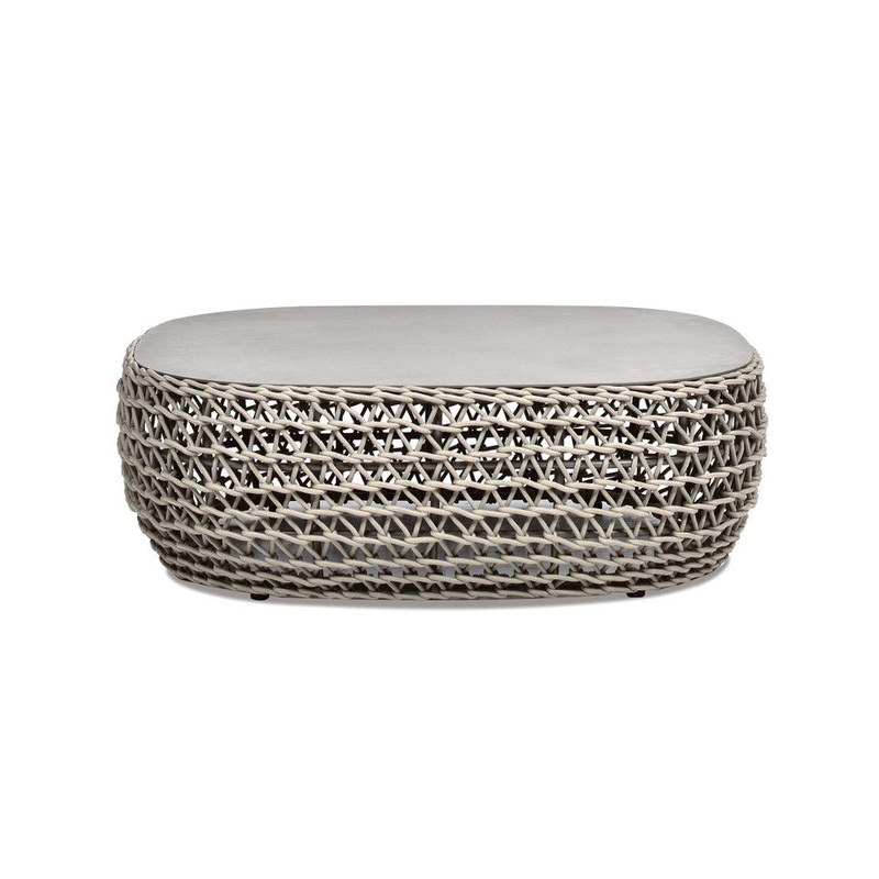 Willow – Oval Woven Patio Coffee Table, Wicker Frame