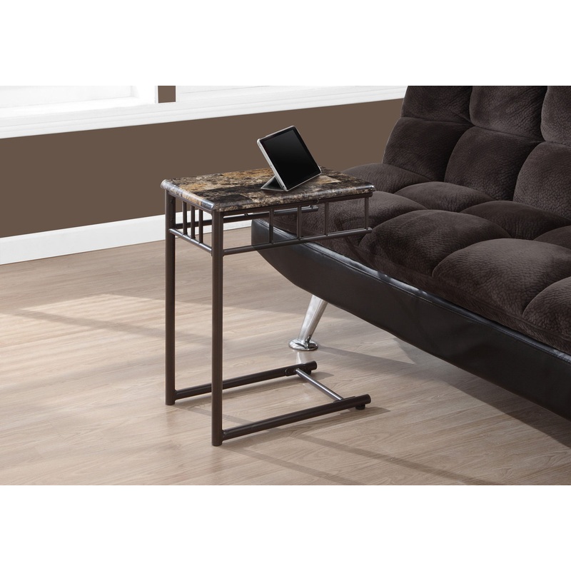 C-Shaped Accent Table Marble Look For Living Room