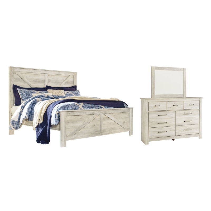 Bellaby  Crossbuck Panel Bed With Mirrored Dresser