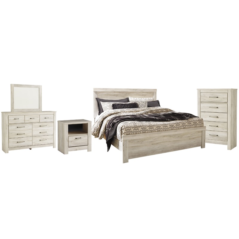 Bellaby  Panel Bed With Mirrored Dresser, Chest And Nightstand