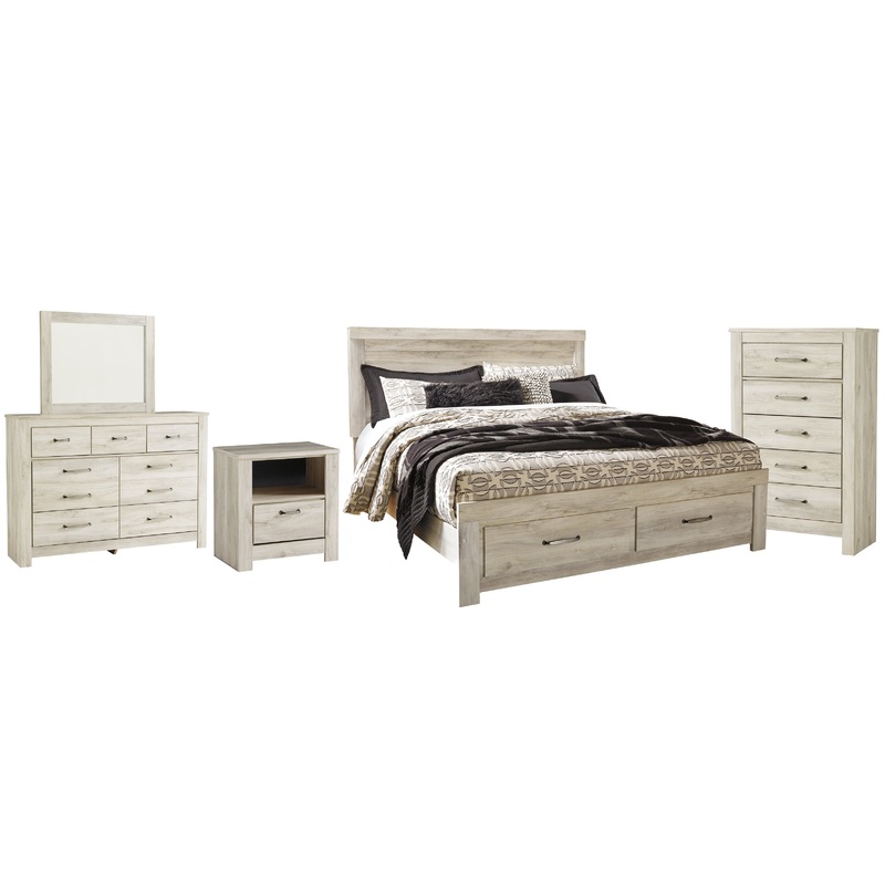 Bellaby  Platform Bed With 2 Storage Drawers With Mirrored Dresser, Chest And Nightstand