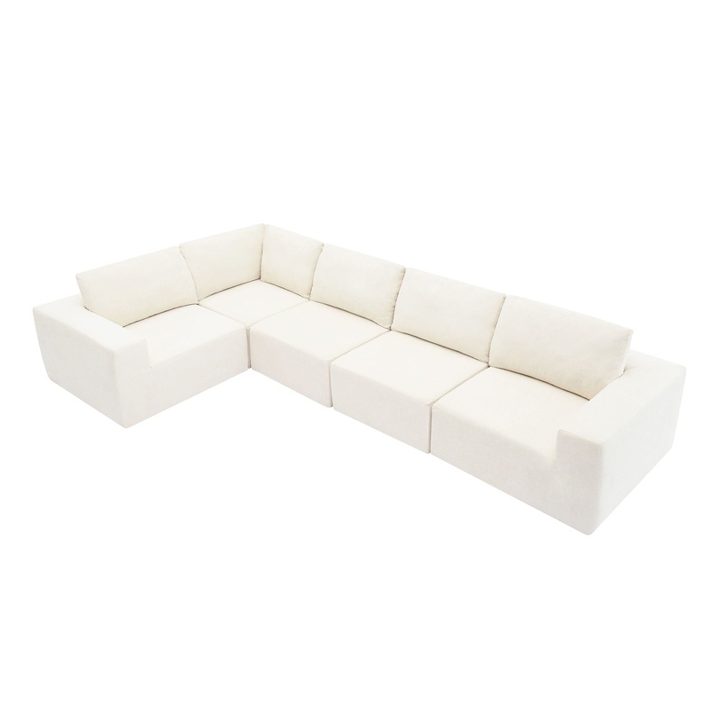 Modular Sectional With Wide Seat Free Combination L Shaped Couch Set Cloud Upholstered Minimalist Boneless Sofa