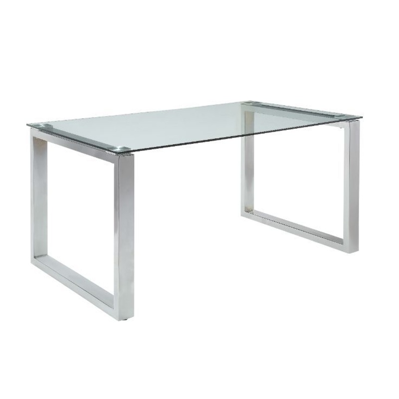 Abraham – Dining Table – Clear Glass Top & Chrome