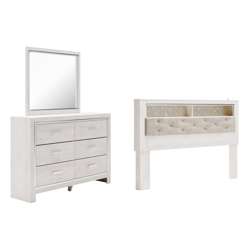 Altyra King Bookcase Headboard with Mirrored Dresser