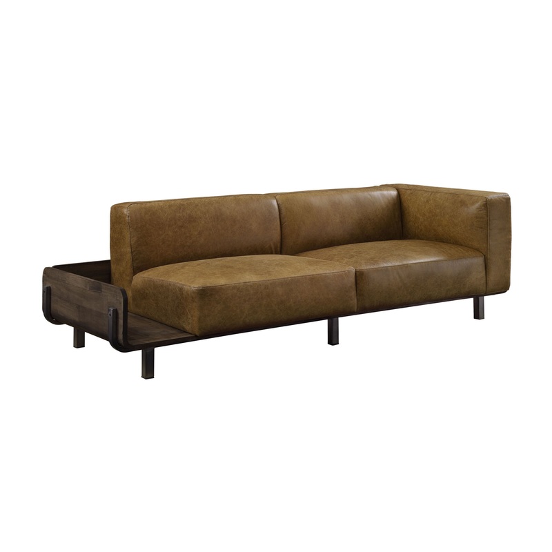 Blanca – Sofa – Chestnut Top Grain Leather & Rustic Oak