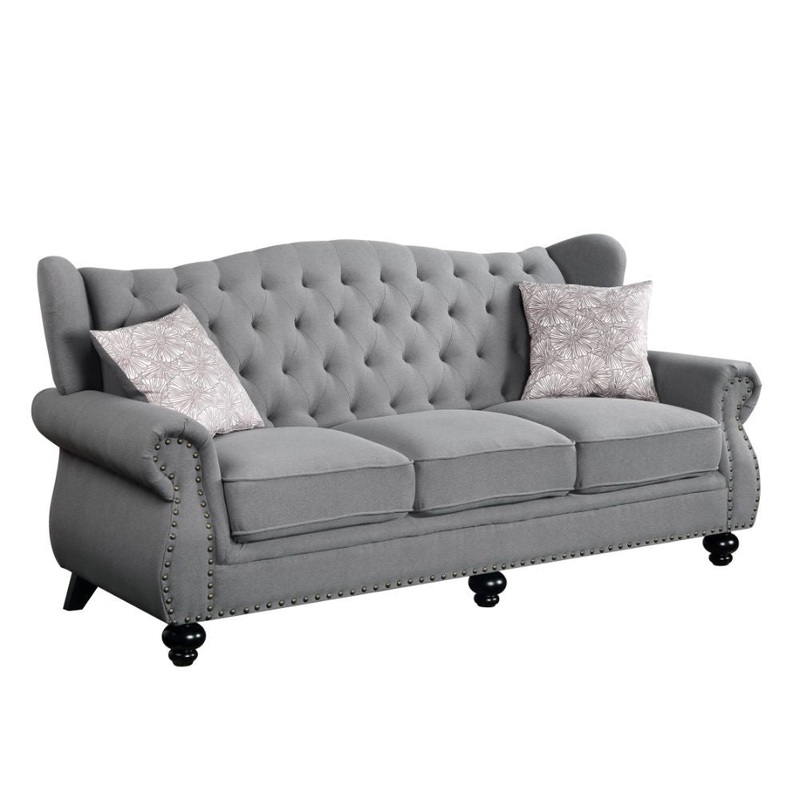 Hannes – Sofa With 2 Pillows – Gray Fabric