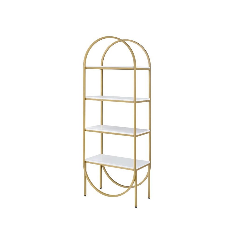 Lightmane – Bookshelf – White High Gloss & Gold