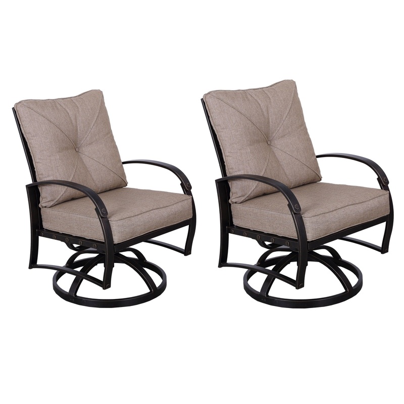 Modern Dining Swivel Chair With Back And Seat Cushion (Set of 2) – Antique Bronze
