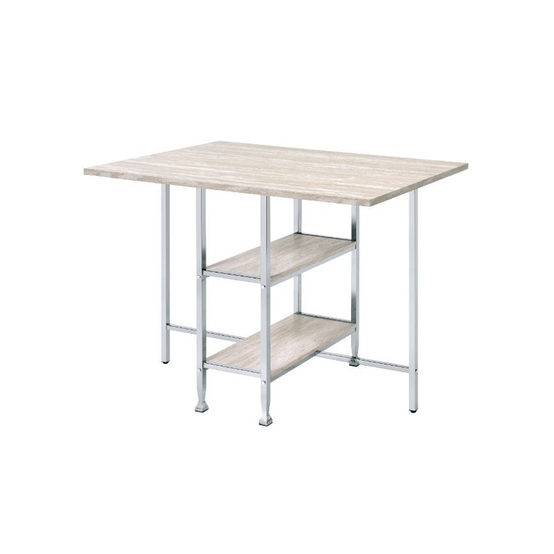 Raine – Counter Height Table – Antique White & Chrome