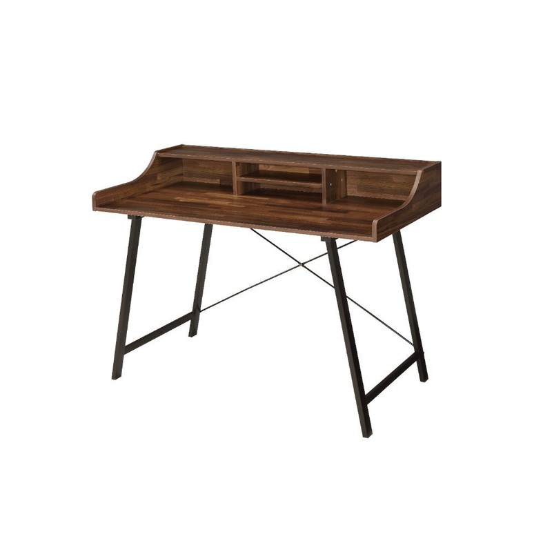 Sange – Writing Desk With USB – Walnut & Black