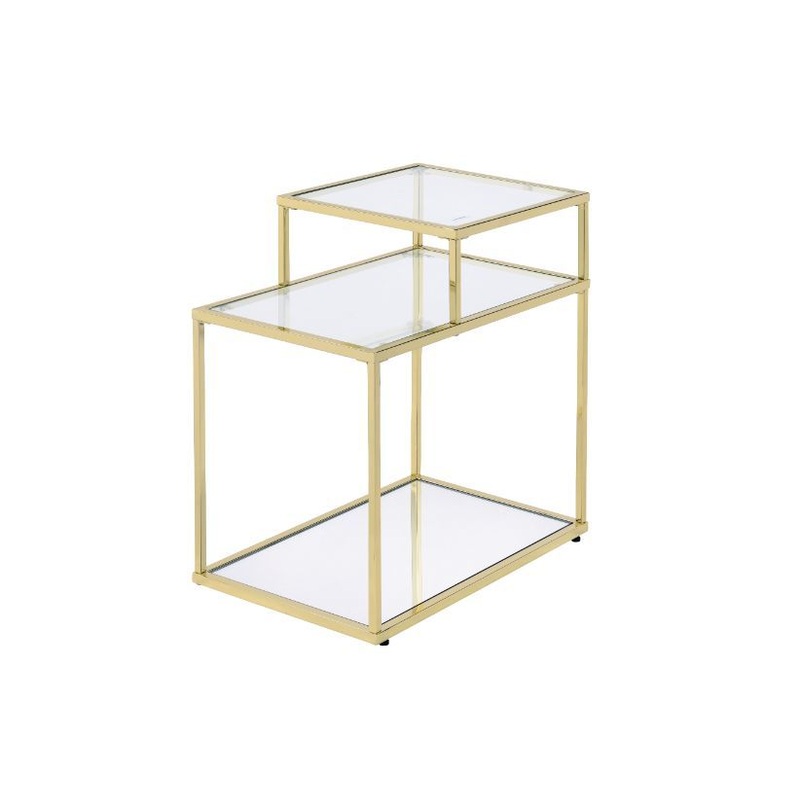 Uchenna – Accent Table – Clear Glass & Gold