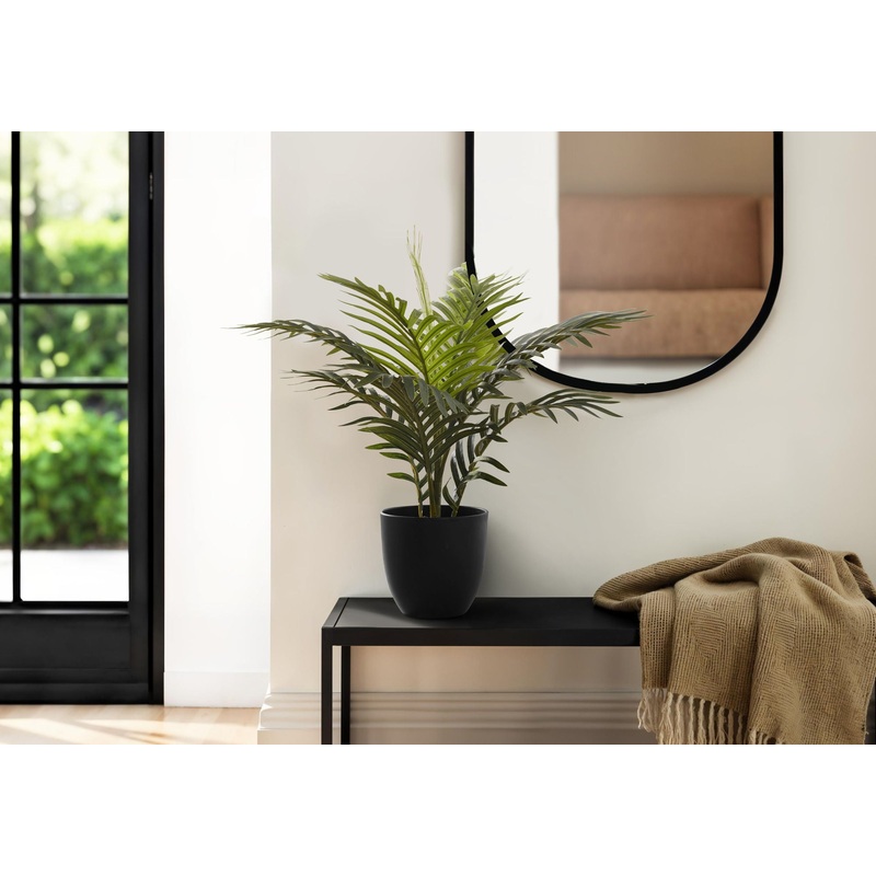 20 Tall, Artificial Plant, Palm, Indoor, Faux, Fake, Table, Greenery, Potted, Real Touch, Decorative – Green / Black