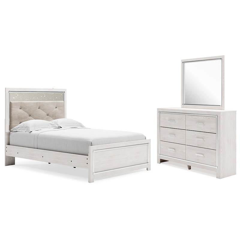 Altyra Full Panel Bed with Mirrored Dresser
