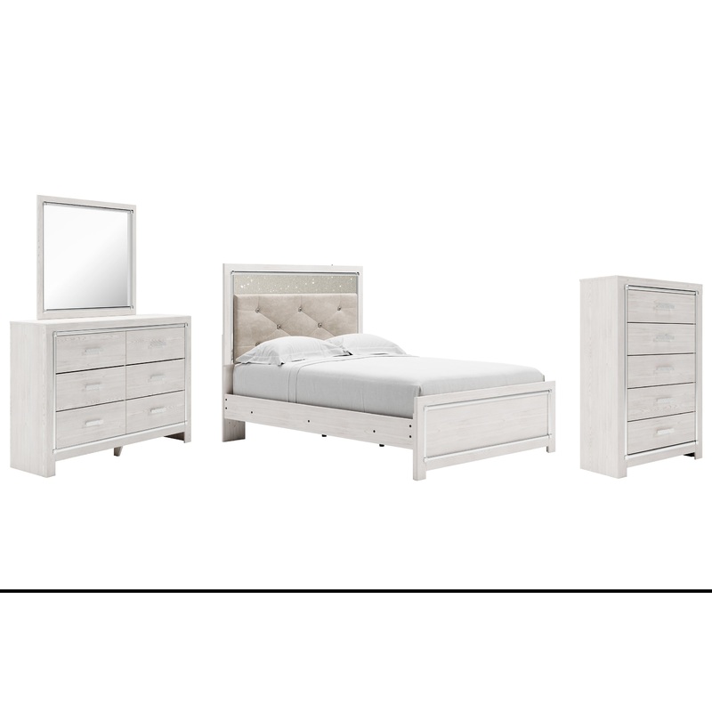 Altyra Full Panel Bed with Mirrored Dresser and Chest