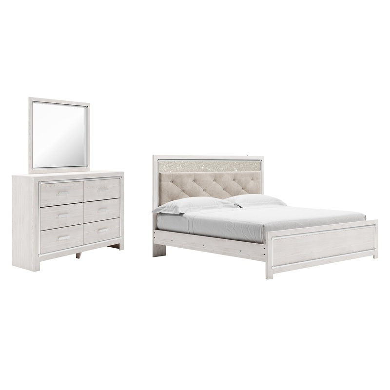 Altyra King Panel Bed with Mirrored Dresser