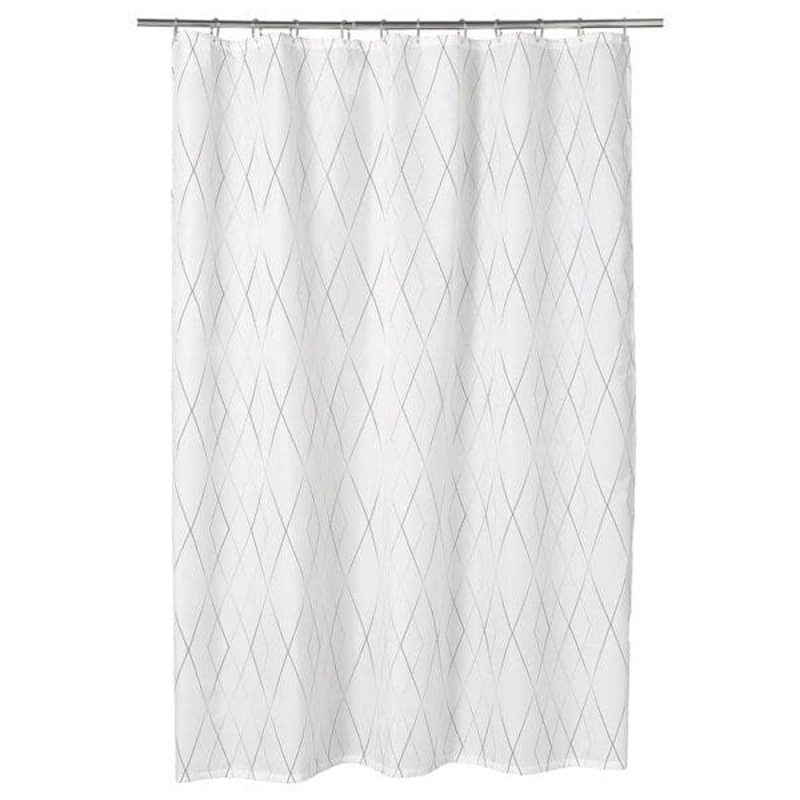 BASTSJN – Shower curtain, white/grey/beige, 180x200cm