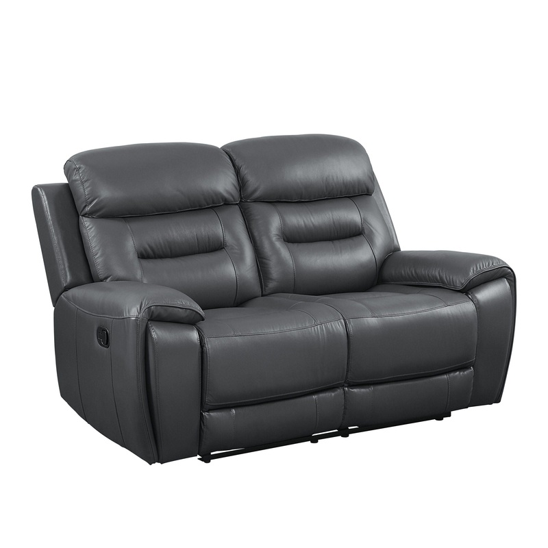 Lamruil – Motion Loveseat – Gray Top Grain Leather