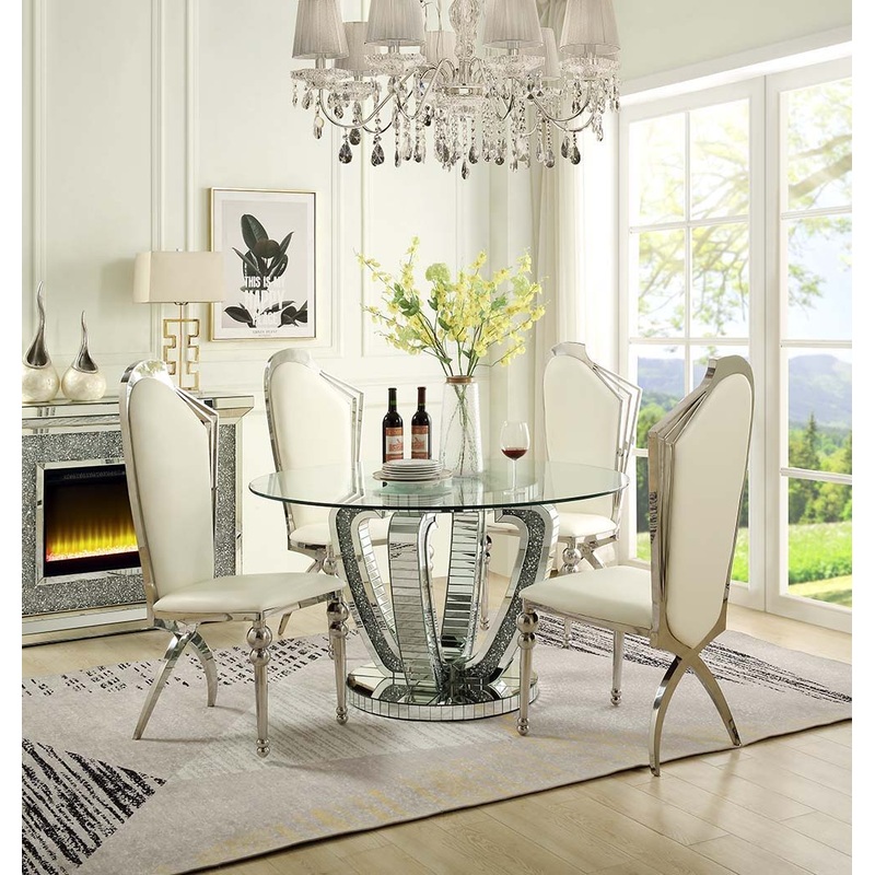 Noralie – Dining Table – Mirrored & Faux Diamonds