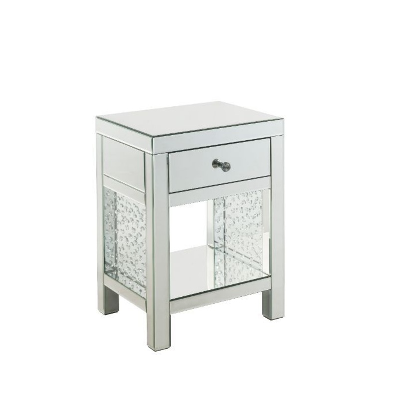 Nysa – 18 X 14 Accent Table – Mirrored & Faux Crystals