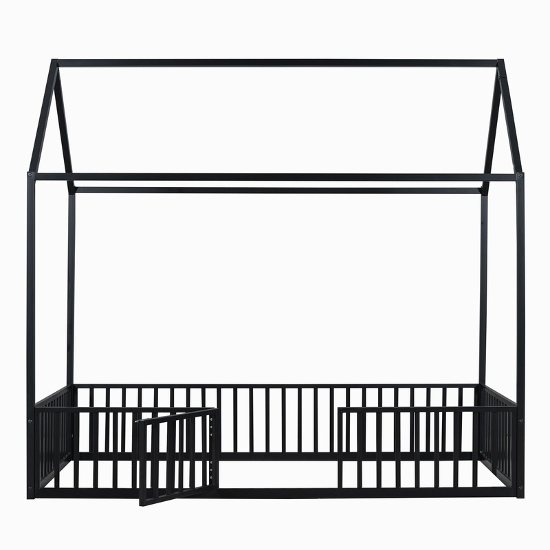 Metal House Bed With Fence And Door