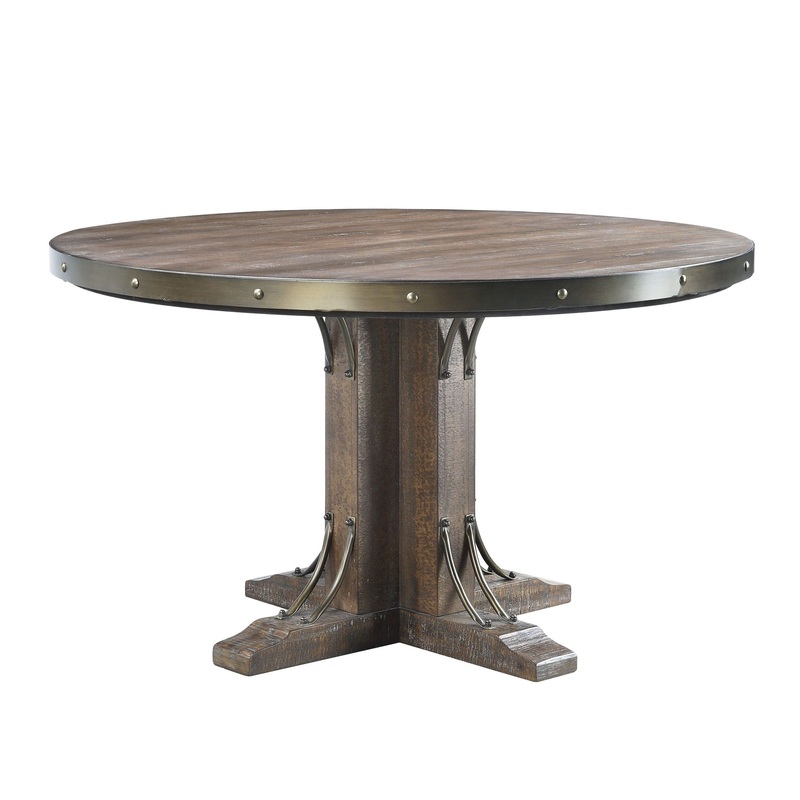 Raphaela – Round Dining Table – Weathered Cherry