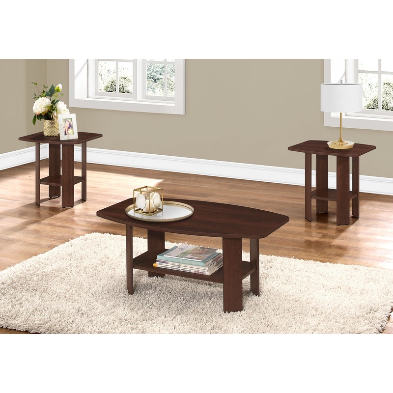 Table Set: Coffee, End, Side, Accent, Living Room, Transitional (Set of 3) – Cherry