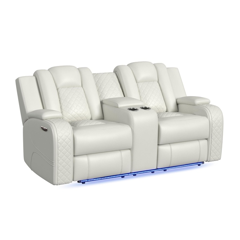 Carlo – Power Motion Loveseat With Power Headrest, Console And LED