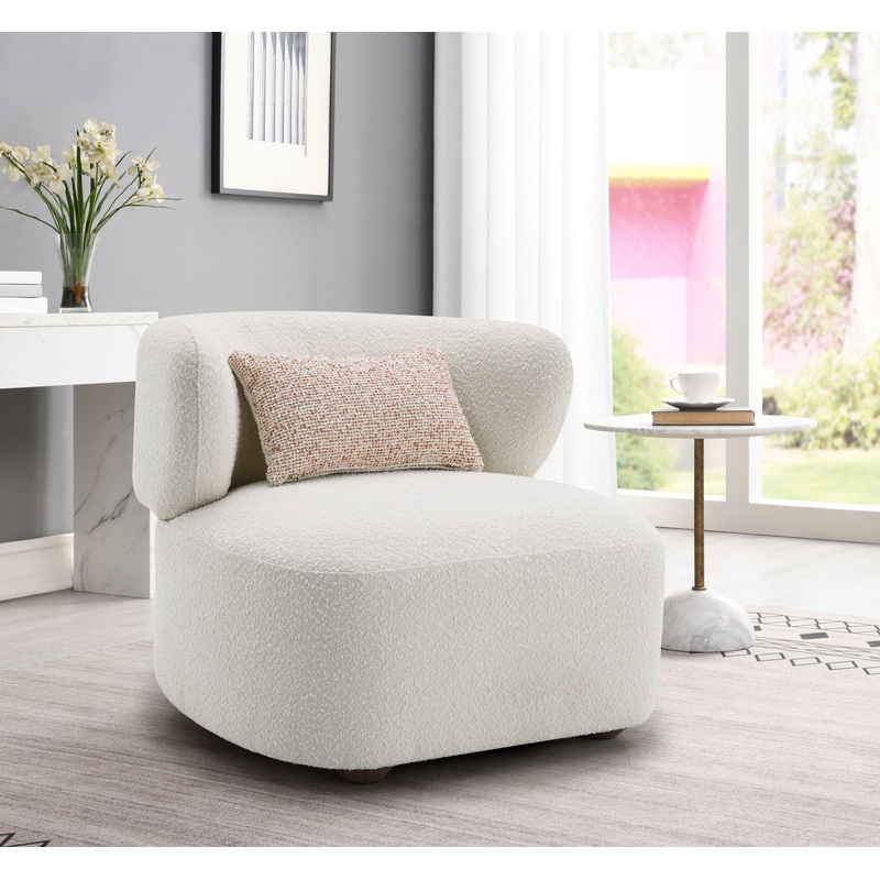 Darius – Boucle Accent Chair With Toss Pillow – Beige
