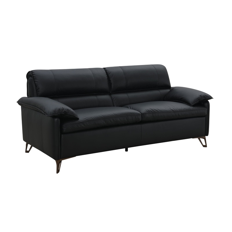 Eilene – Top Grain Leather Loveseat – Black