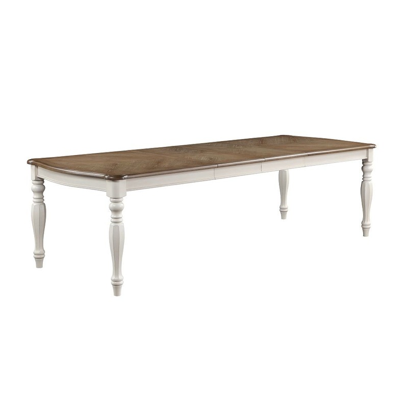 Florian – Dining Table With 2 Leaves – Oak & Antique White