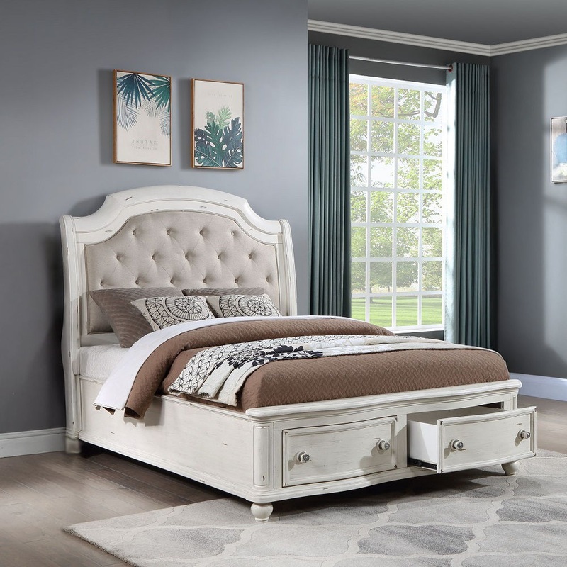 Jaqueline – Bed With Storage|White|King|Queen