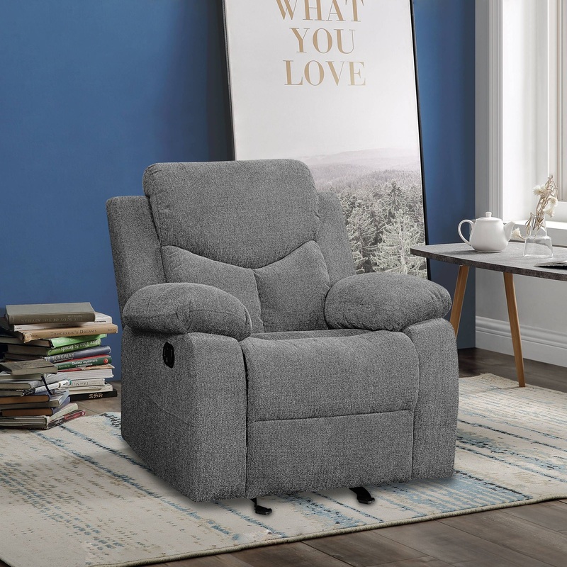 Kalen – Chenille Glider Recliner – Gray