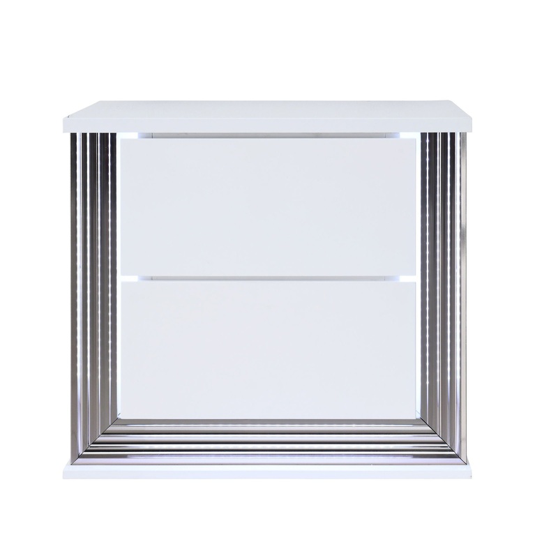 Moon – Smooth Nightstand With LED – White