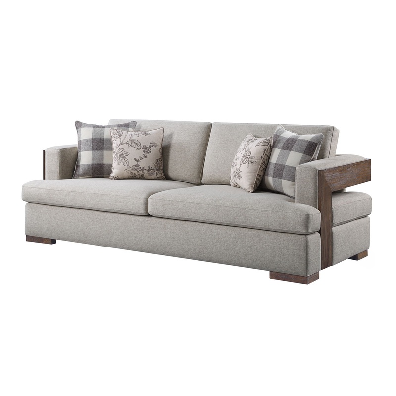 Niamey – Sofa With 4 Toss Pillows – Walnut