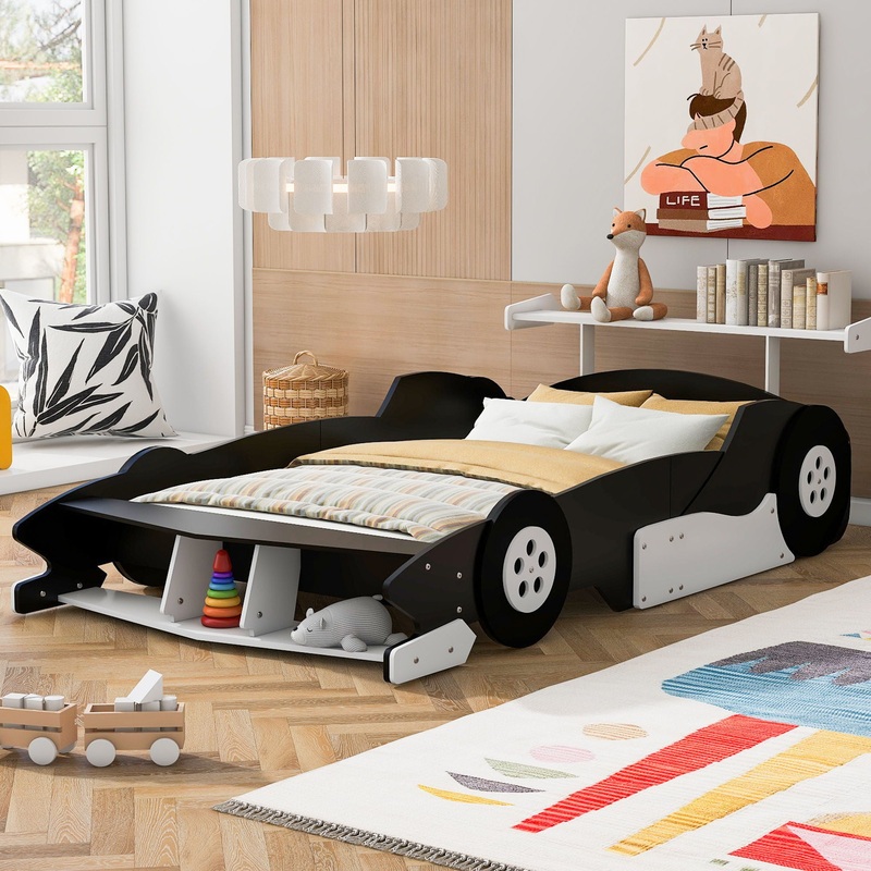 Race Car Shaped Platform Bed With Wheels