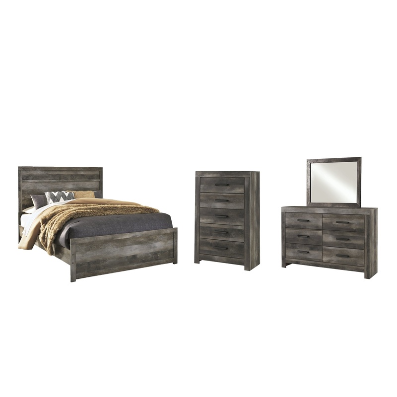 Wynnlow Queen Panel Bed with Mirrored Dresser and Chest