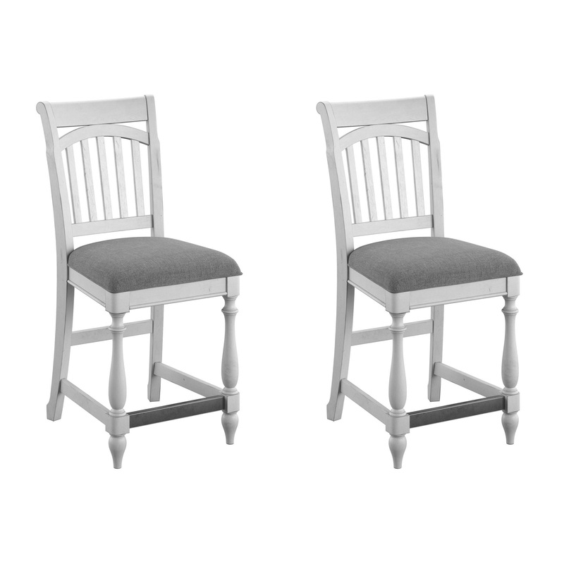 Mariano – Slat Back Barstools (Set of 2) – Gray