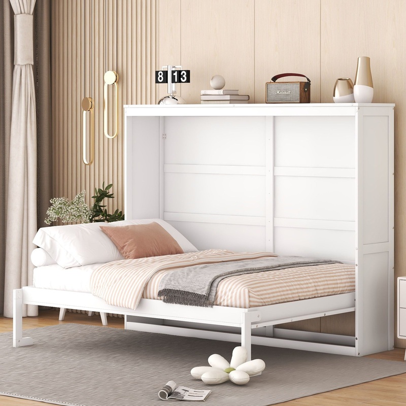 Comfortable Murphy Wall Bed|White|Full