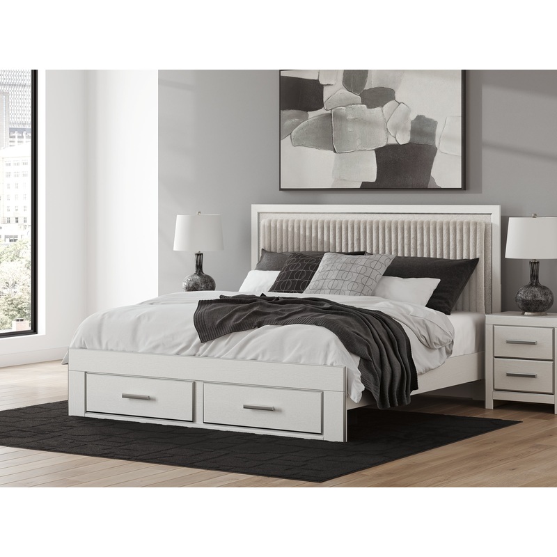 Zuraleus King Upholstered Panel Platform Storage Bed