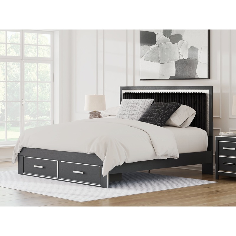 Zuraleus King Upholstered Panel Storage Bed