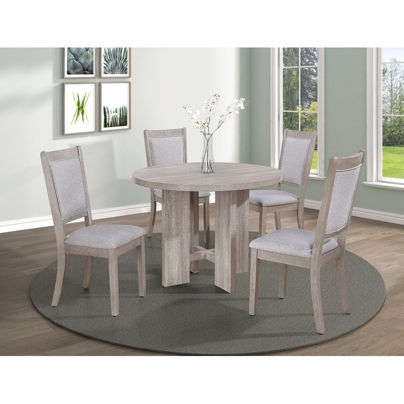 Amara – 5 Piece Round Dining Set Drift Wood – Drift Wood