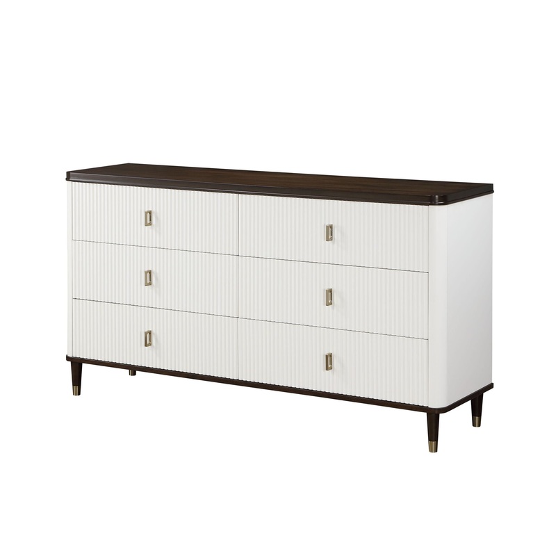 Carena – Dresser With Jewerly Tray – White / Walnut
