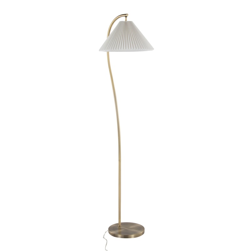 Cassis – Glam / Art Deco Floor Lamp Pleated – Gold / White