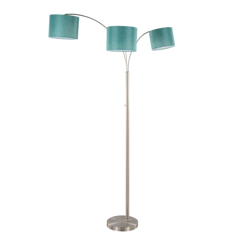 Willow – Trio Contemporary Floor Lamp – Nickel / Turquoise